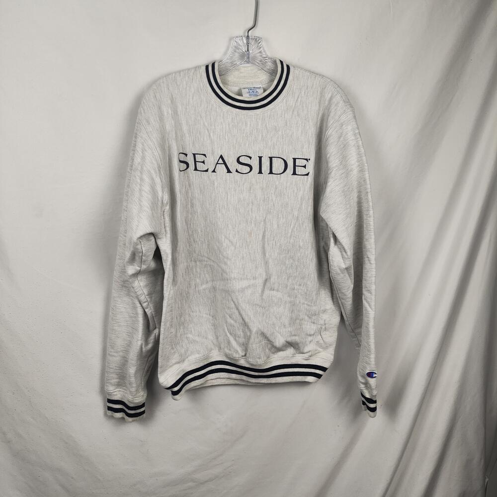 Champion Reverse Weave Sweatshirt Mens Small Gray Seaside Graphic Fleece